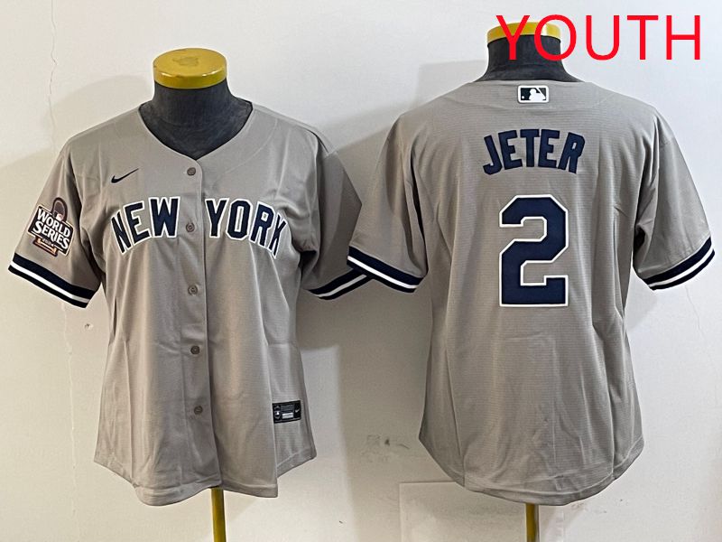 Youth New York Yankees #2 Jeter Grey Game 2025 Nike MLB Jersey style 2->youth mlb jersey->Youth Jersey